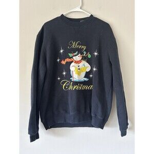 Vintage Retro Merry Christmas Snowman Holiday Crewneck Sweatshirt Size Large